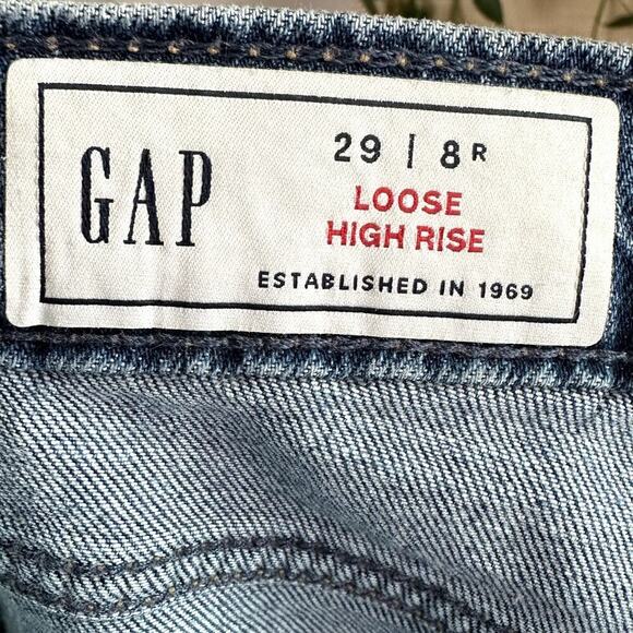 GAP Loose High Rise Jeans Women’s 29/8R Medium Wash 28" Inseam RN54023 - Picture 4 of 9